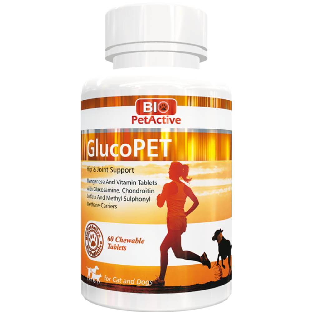 Biopet-Active-GlucoPet-For-Dogs-and-Cats1-1.jpg قرص گلوکزآمین سگ و گربه بایوپت اکتیو مدل GlucoPet تعداد ۶۰ عدد - Image 1