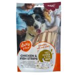 تشویقی سگ دووپلاس مدل Chicken & Fish Strips طعم مرغ و ماهی وزن ۸۰ گرم