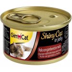 کنسرو گربه جیم کت مدل ShinyCat طعم مرغ و میگو و مالت در ژله وزن ۷۰ گرم
