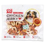 تشویقی سگ لاومی مدل Chicken Jerky طعم مرغ و ماهی وزن ۳۰۰ گرم